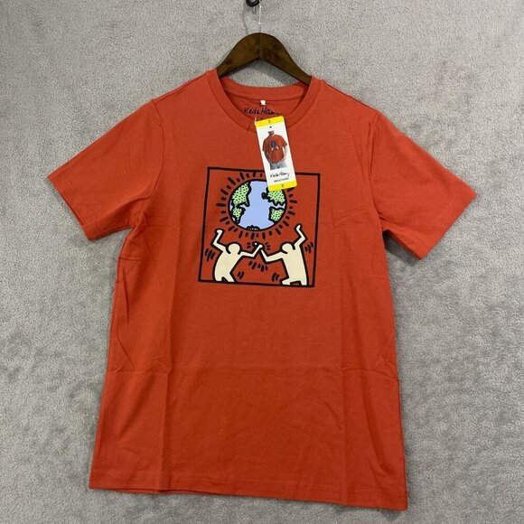NEW Keith Haring Men's S Red Graphic T-Shirt 100% Cotton Short Sleeve Crewneck - Picture 2 of 7